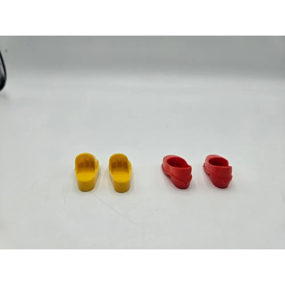 Vintage‎ Marx Sindy Doll Shoes Yellow Slip Ons Clog and Red Heeled (2 Pair)